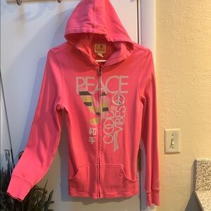 Lucky Brand Coral Zip Front Hoodie XL